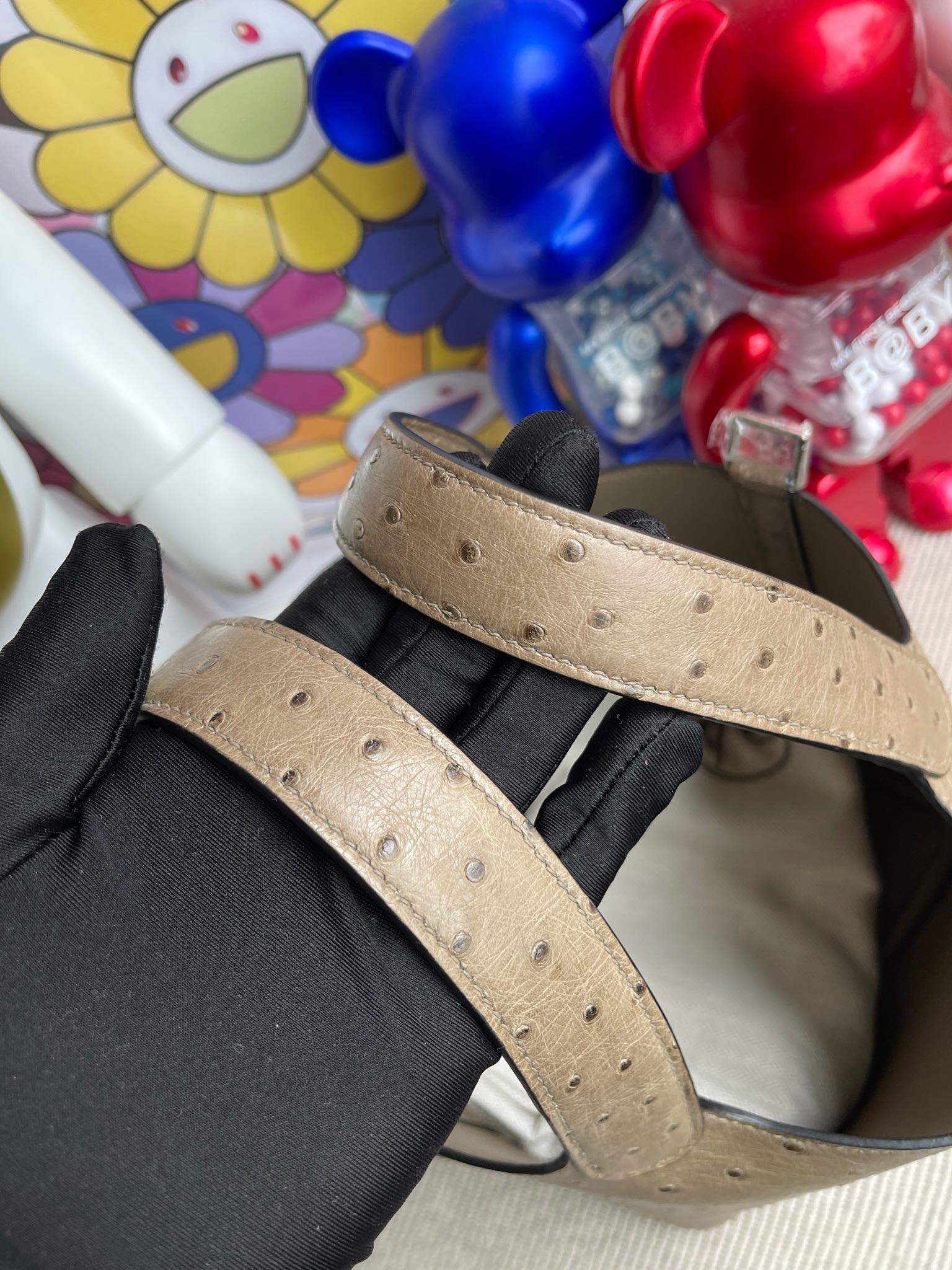 에르메스 피코탄18 에토프 은장 타조가죽